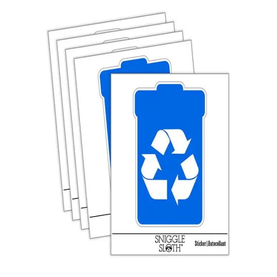 Recycle Can Solid Waterproof Vinyl Phone Tablet Laptop Water Bottle Sticker Set - 5 Pack {1}