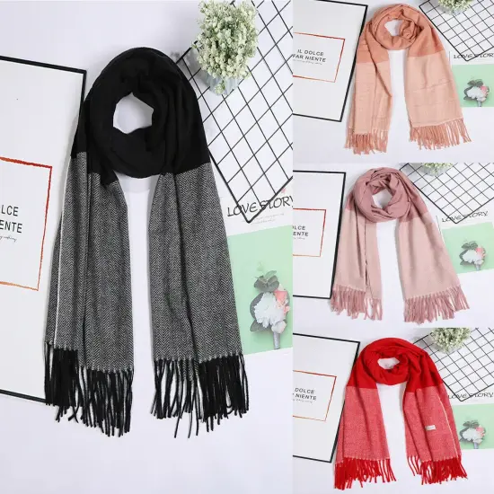 Kitcheniva Plaid Wool Soft Cashmere Winter Scarf Unisex Plaid-red {7}