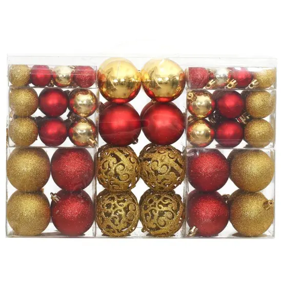 Christmas Baubles 100 pcs1.2" / 1.6" / 2.4" Gold and Wine Red {2}