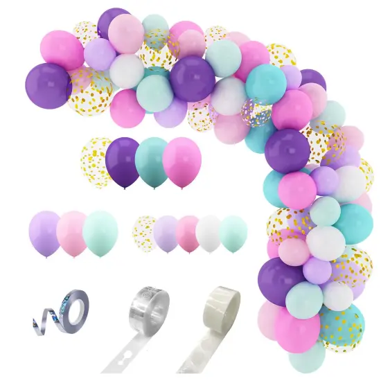 168 Pieces Unicorn Balloons Arch Garland Kit, Pink Purple Aqua Blue Confetti Latex Balloons for Unicorn Birthday Decorations for Girls Wedding Baby Shower Party Supplies {2}
