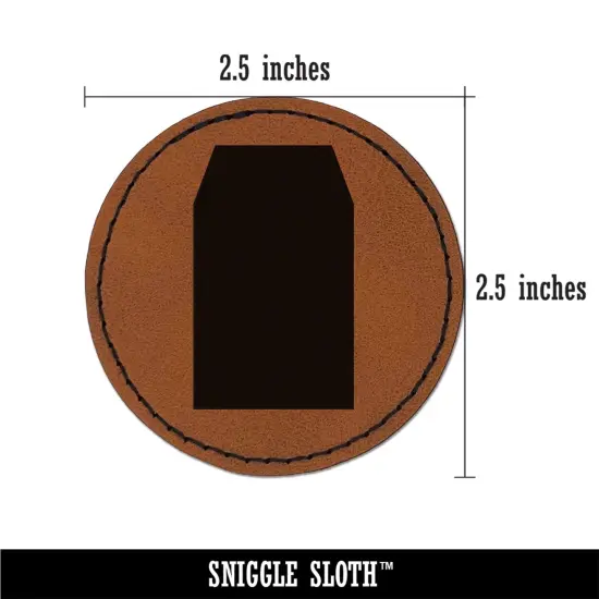 Gift Tag Shape Solid Round Iron-On Engraved Faux Leather Patch Applique - 2.5" Brown {2}