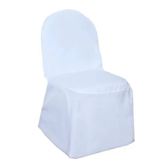 Set of 12 Polyester Banquet Chair Covers for Wedding Decor White {1}