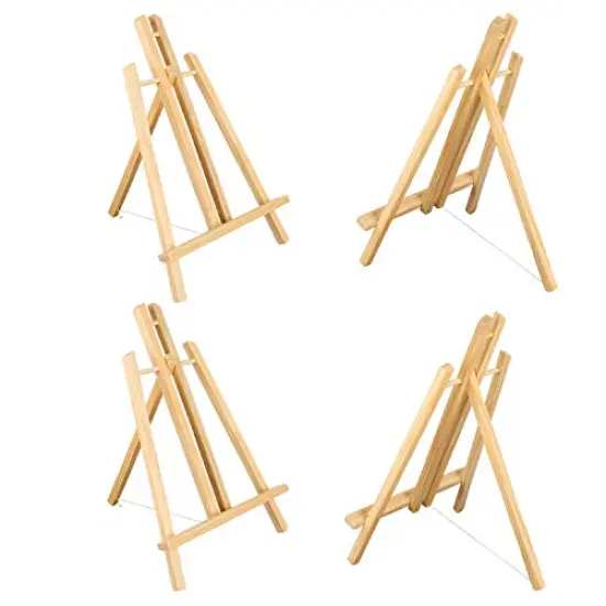 4Pc Wooden Easel,16"Table Top Easel,Easel for Painting canvases,Foldable A Frame Wood Easel Adjustable Table Easel for Kids,Oil Water Painting,Students Classroom Etc. {1}