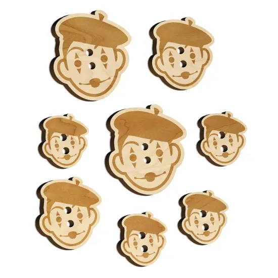 French Mime with Beret Wood Buttons for Sewing Knitting Crochet DIY Craft {7}