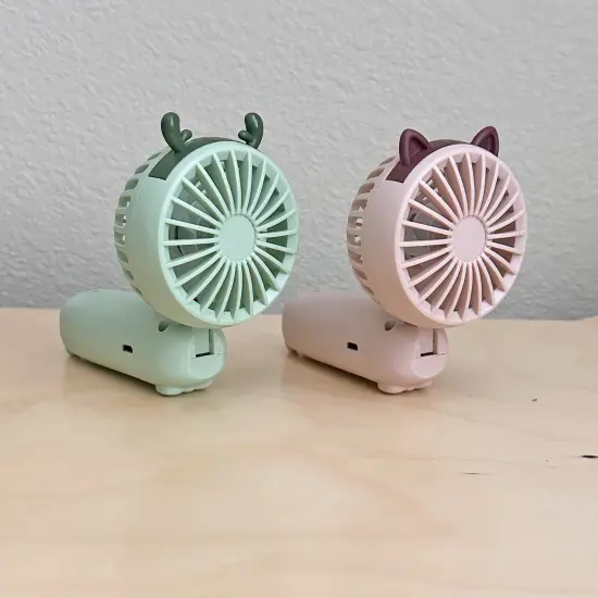 Wrapables Mini Portable Handheld and Desktop Rechargeable USB Fan, Green Deer {6}
