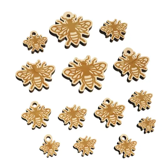 Bee Drawing Mini Wood Shape Charms Jewelry DIY Craft {7}