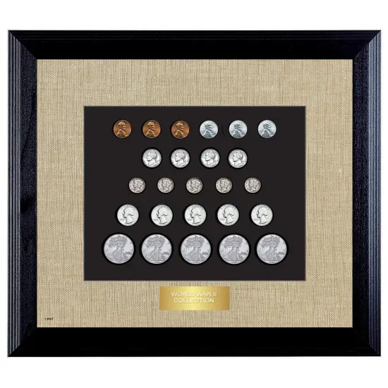 World War II Coin Collection in Wood Frame {1}