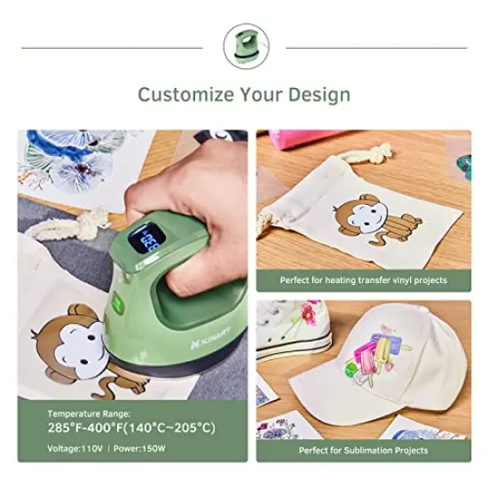 Mini Heat Press Small Heat Press Machine for T-Shirts (Temp: 285℉-400℉) Mini Iron Press Portable Heat Press for HTV Vinyl and Sublimation Projects-Green&hellip; {4}