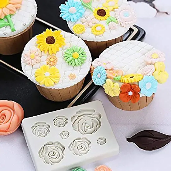 2 Pieces Rose Flowers silicone molds Cake Chocolate Mold wedding Cake Decorating Tools Fondant Sugarcraft Cake Molds {3}