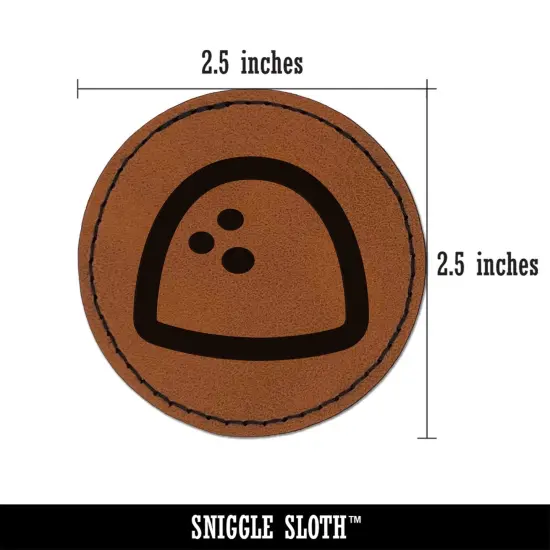 Gumdrop Candy Round Iron-On Engraved Faux Leather Patch Applique - 2.5" Brown {3}