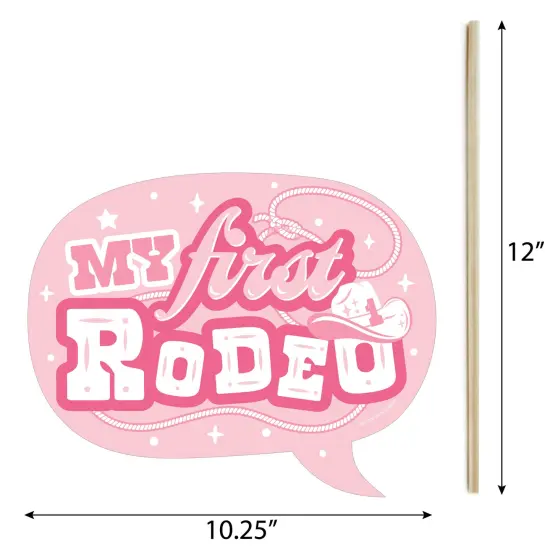 Big Dot of Happiness Funny Pink First Rodeo - Cowgirl 1st Birthday Party Photo Booth Props Kit - 10 Piece {6}