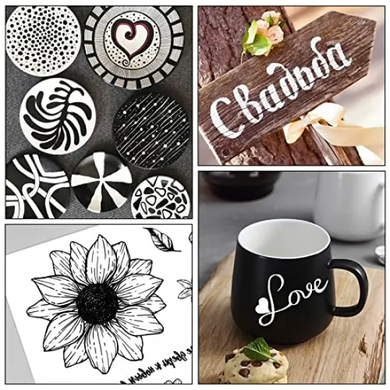 8 PackWhite Paint Pen, 0.7mm Acrylic Paint Pens Acrylic Markers 6 White 2 Black Paint Pens for Rock Painting Wood Canvas Glass Metallic Ceramic Tire Graffiti Paper Drawing, Extra Fine Tip Opaque Ink {6}