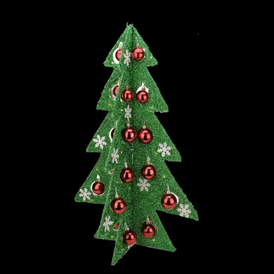 Northlight LED Lighted Christmas Tree with Ornaments Decoration - 28" - Green and Red {4}