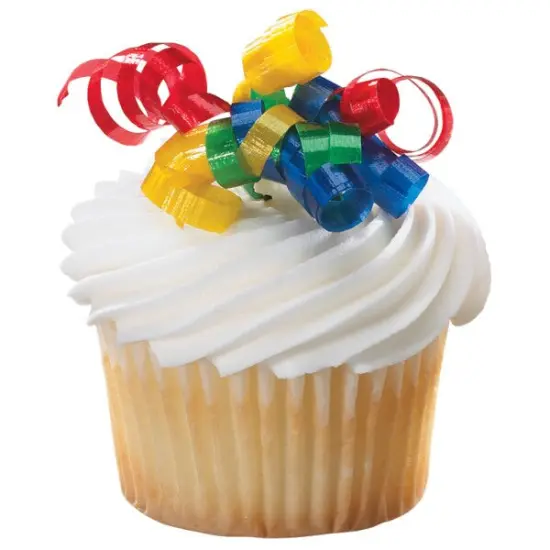 Small 4-Color Primary Ribbon DecoPics&reg; Cupcake Decoration, 12ct {1}
