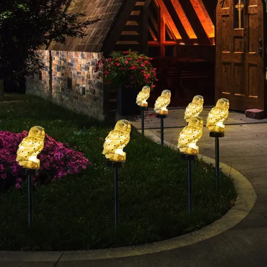 Garden Solar Light Outdoor Decor, Resin Owl Solar LED Light with Stake, Animal Waterproof Light for Flower Fence Lawn Passage Walkway Courtyard Party Decoration, Owl {6}