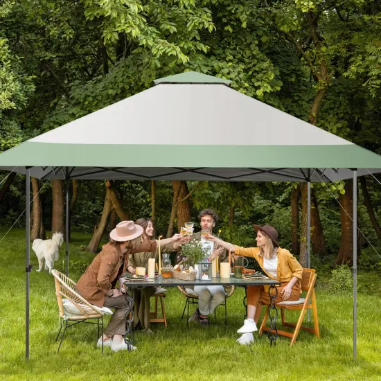 13 x 13 Feet Pop-Up Patio Canopy Tent with Shelter and Wheeled Bag-Grey {3}
