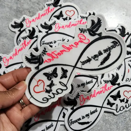 Memorial Infinity Collection: Patch Party Club, "GRANDMOTHER" Eternal Remembrance 1-pc, Iron-On Embroidered Patch, Sz 6" {4}