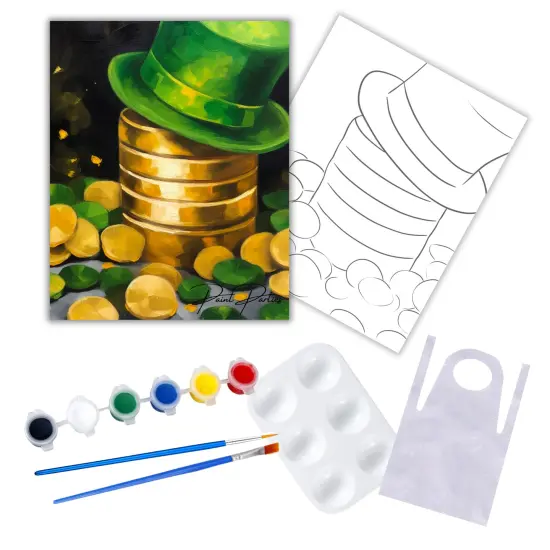 "Coin Luck" DIY Canvas Art Kit, Adult Beginner, Acrylic Paint Size 11x14 inch {1}
