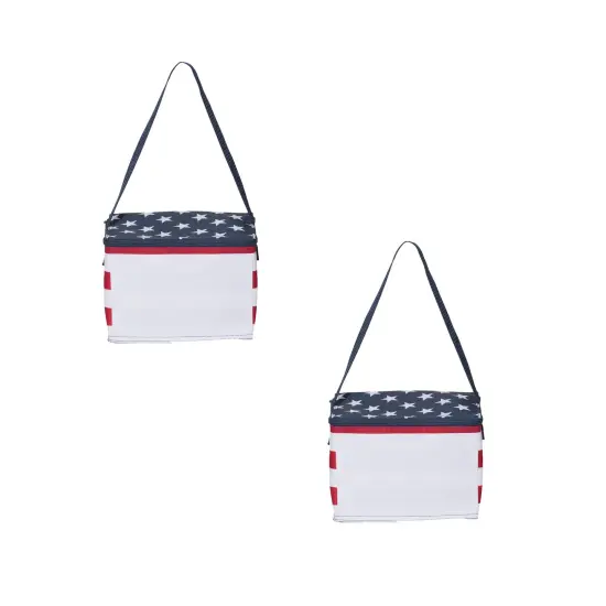 Americana Cooler! Made from rugged 600D polyester, adjustable 22 1/2" blue strap adds a dash | RAHEEV&reg; {1}