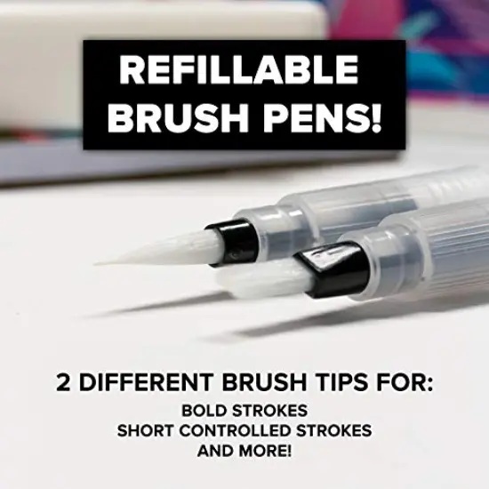 Watercolor Palette with Bonus Paper Pad 24 Premium Colors - 2 Refilable Water Brush Pens - 15 Sheets of Water Color Paper - Portable Painting {4}