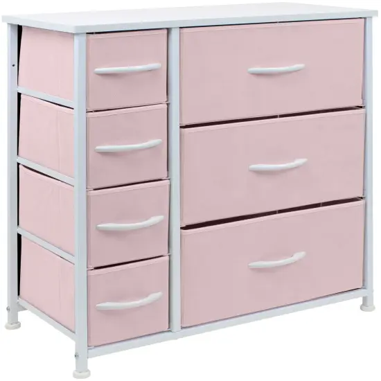 Sorbus Dresser with Drawers - Furniture Storage Tower Unit for Bedroom, Hallway, Closet, Office Organization - Steel Frame, Wood Top, Easy Pull Fabric Bins Pink {1}
