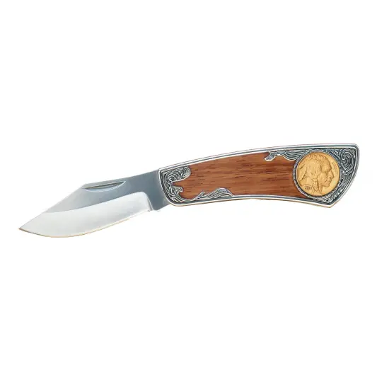 Gold-Layered Buffalo Nickel Pocket Knife {1}