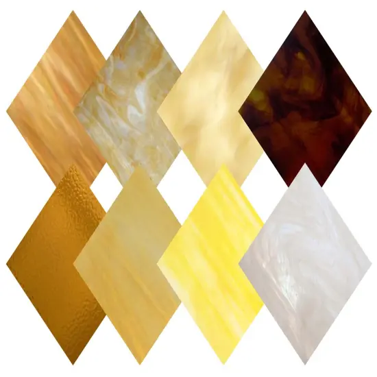 Wissmach 8 Sheet Amber Gradient Stained Glass Pack and Mosaic Glass {2}