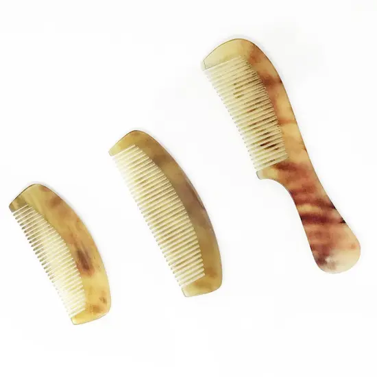 Kitcheniva Natural Amber Ox Horn Portable Hair Comb 3 Pcs {1}