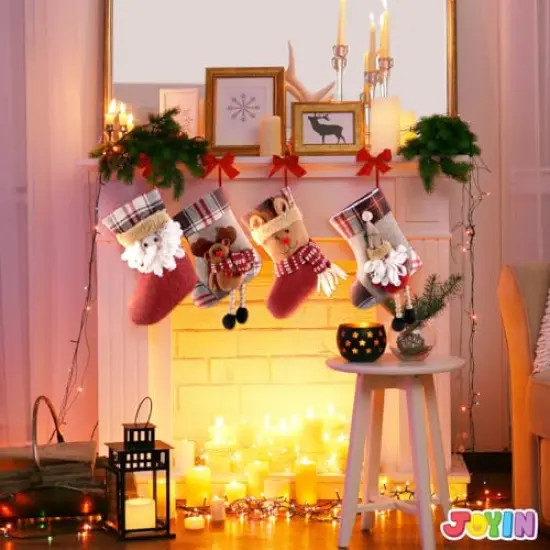 JOYIN 12 Pcs Mini Christmas Stockings 3D Bulk Xmas Stockings Santa Snowman Reindeer Burlap Stockings Holders Treat Bags Christmas Tree Decoration Xmas Party Decors {4}