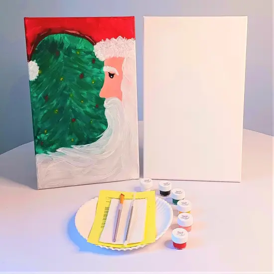 Christmas Paint Kit - Crescent Santa Acrylic Painting Kit & Video Lesson, DIY Christmas Craft, Beginner Painting, Paint At Home, Paint Party {2}