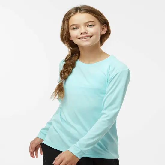 Paragon&reg; Youth Long Islander Performance Crew Neck Long Sleeve T-Shirt Aqua blue {1}
