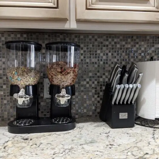 Dual Control Airtight Double Cereal Dispenser Dry Food Storage Container White(single) {3}