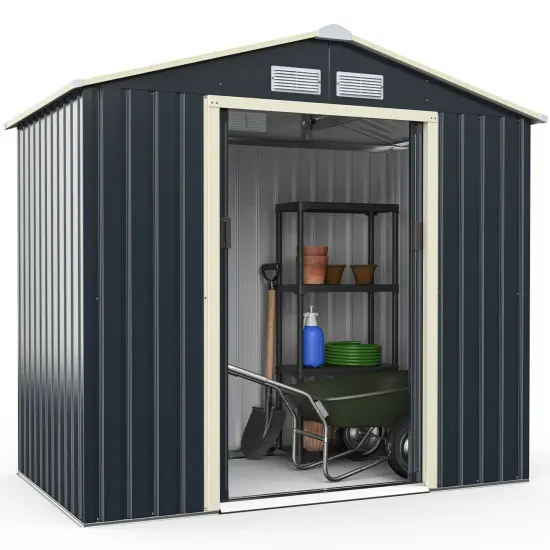 7 Feet X 4 Feet Metal Storage Shed with Sliding Double Lockable Doors {4}