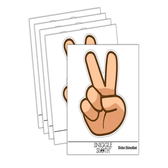 Peace Hand Sign Waterproof Vinyl Phone Tablet Laptop Water Bottle Sticker Set - 5 Pack {2}