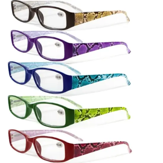 Kitcheniva 4 Pairs Mixed Colors Unisex Spring Hinge Rectangular Reading Glasses {1}