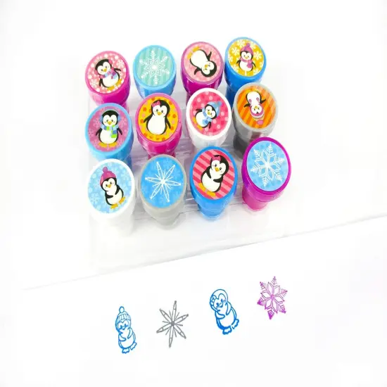 TINYMILLS 12 Pcs Penguin Stamp Kit for Kids Self Inking Stamps Gift Winter Party Favor {3}