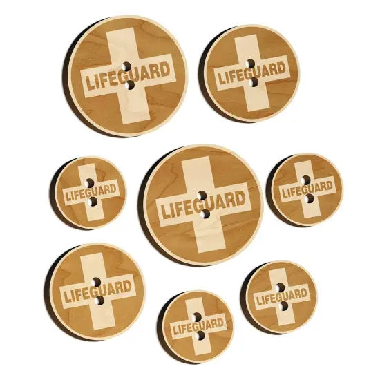 Lifeguard Cross in Circle Wood Buttons for Sewing Knitting Crochet DIY Craft {7}