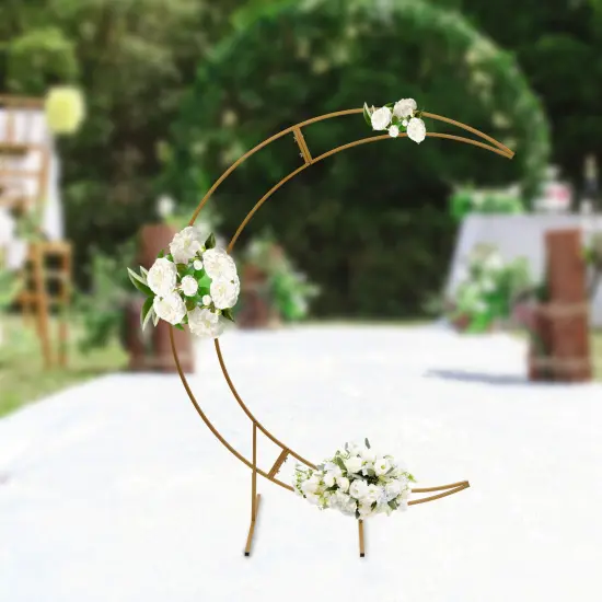 7ft Gold Metal Crescent Moon Wedding Arch Stand {2}