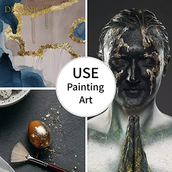 DECONICER 300pcs Imitaion Gold Leaf Sheets for Resin.3 Multi-Color Gold Foil Sheets (Gold,Silver,Rose Gold) are Suitable for Art,Crafts,Resin,Painting,Furniture,Decoration.3.15×3.35 inches. {2}