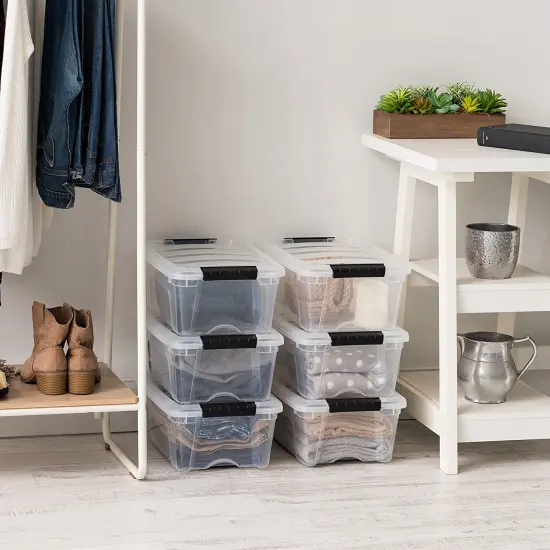 IRIS USA 6 Pack 12qt Clear View Plastic Storage Bin with Lid and Secure Latching Buckles {3}