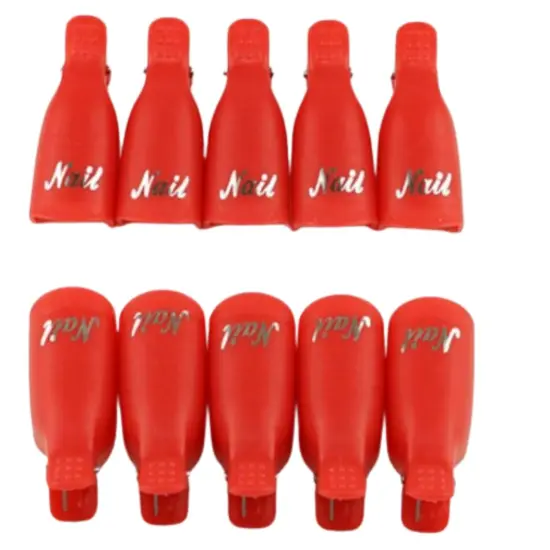 Kitcheniva Silicone UV Gel Polish Remover Wrap Soak Off Cap Clip Nail Art Tool Red-10 pcs {1}
