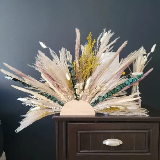 DIY Home Shelf Decor Hanging Boho Wall Decor Pampas Wreath Natural Dried Pampas {3}