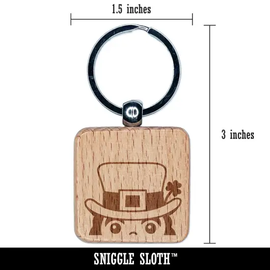 Peeking Leprechaun Saint Patrick's Day Engraved Wood Square Keychain Tag Charm {2}