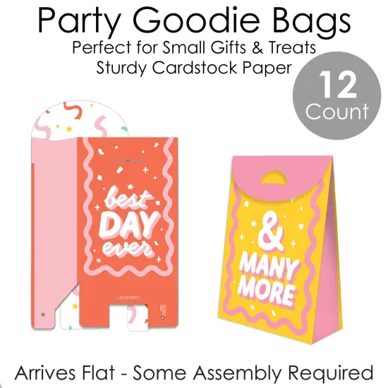 Big Dot of Happiness Party Time - Happy Birthday Gift Favor Bags - Party Goodie Boxes - Set of 12 {6}