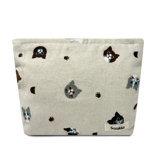 Wrapables Cosmetic Pouch, Makeup and Toiletry Travel Bag, Embroidered Cats {1}