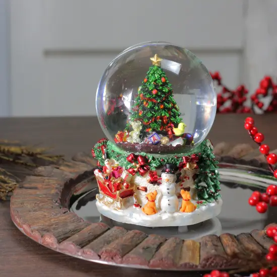Northlight Presents Under the Tree Musical Christmas Snow Globe - 7" Green {4}