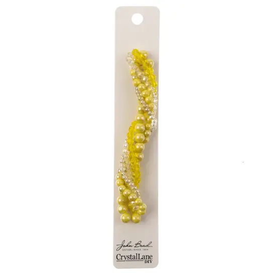 Crystal Lane DIY Yellow Sunlight Twisted Glass & Pearls Beads, 5 Strands {3}