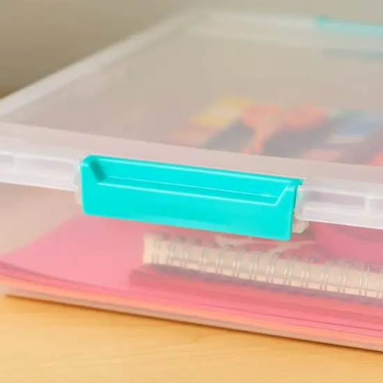 IRIS USA 4Pack 5.5qt Large Clear Plastic Storage Container Clip Box with Latching Lids, Blue {5}