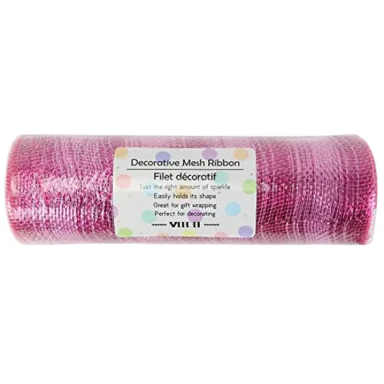 30 feet 10 Inch Pink Deco Mesh Valentine Hot Pink Mesh Ribbon Fabric Mesh Roll Decorative Mesh Wreath Supplies for Valentine's Day Wreath Front Door Mesh Wreath (30 Feet) {3}