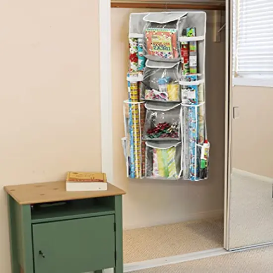 Double-Sided Hanging Gift Wrap Organizer Storage Pockets, (Set of 1) {2}